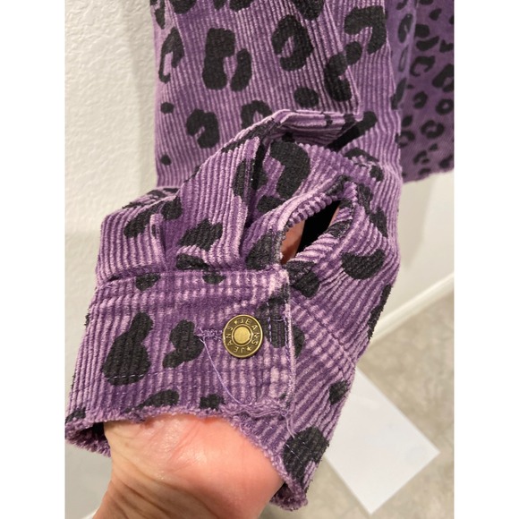 Vanilla Bay Purple Leopard Corduroy Frayed Shacket Jacket Women's 100% cotton - Picture 7 of 11